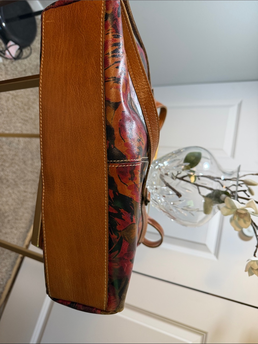 Patricia Nash Women's floral red poppy Leather Tote Bag in Multi-Color - Picture 10 of 13